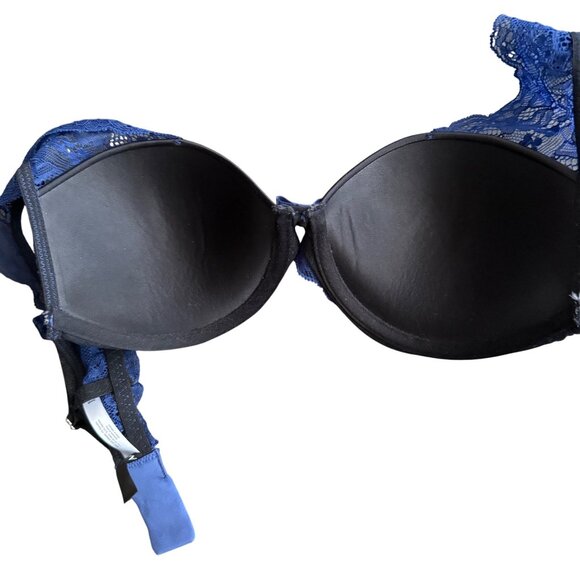 Adore Me Navy Blue Lace Push-Up Bra With Adjustable Straps & Hook Closure Size 3 - Picture 5 of 6